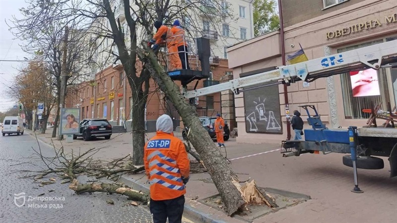 У Дніпрі через шквальний вітер комунальники працюють у посиленому режимі