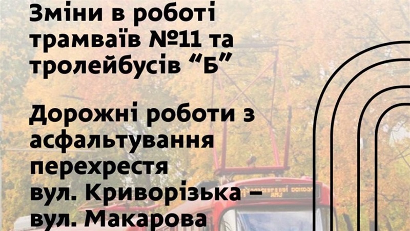 Тимчасові зміни в русі трамваїв і тролейбусів 31 жовтня 31.10.2025