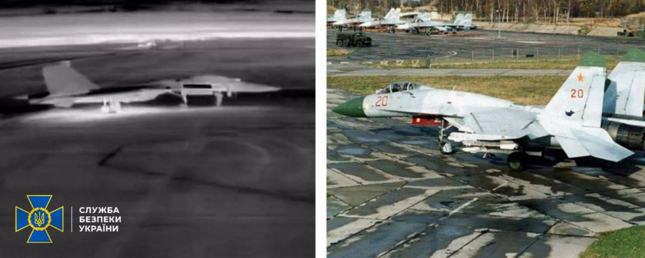 Уражений російський винищувач Су-27 на аеродромі Бельбек