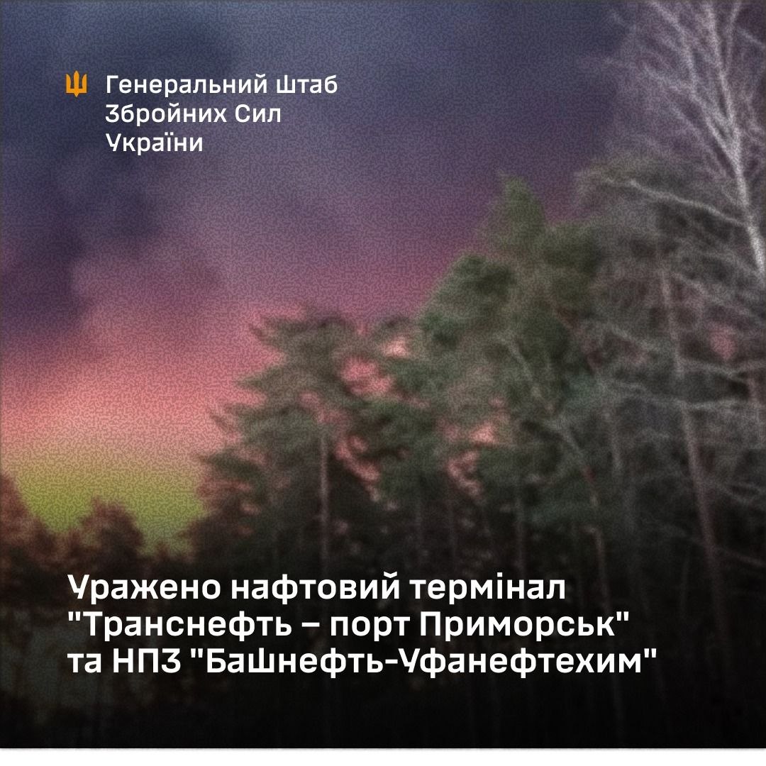 ЗСУ вразили нафтовий термінал «Транснефть – порт Приморськ» і НПЗ «Башнефть-Уфанефтехим» у рф - 23.03.2026