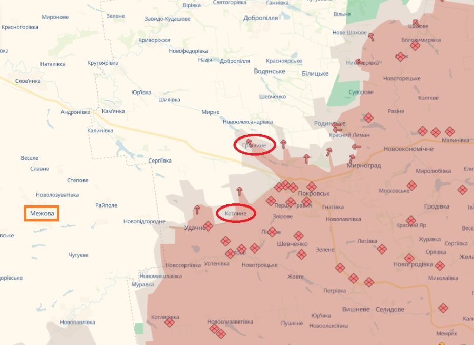 Котлине - вихід на трасу Покровськ–Павлоград - наші контролюють - 17.03.2026