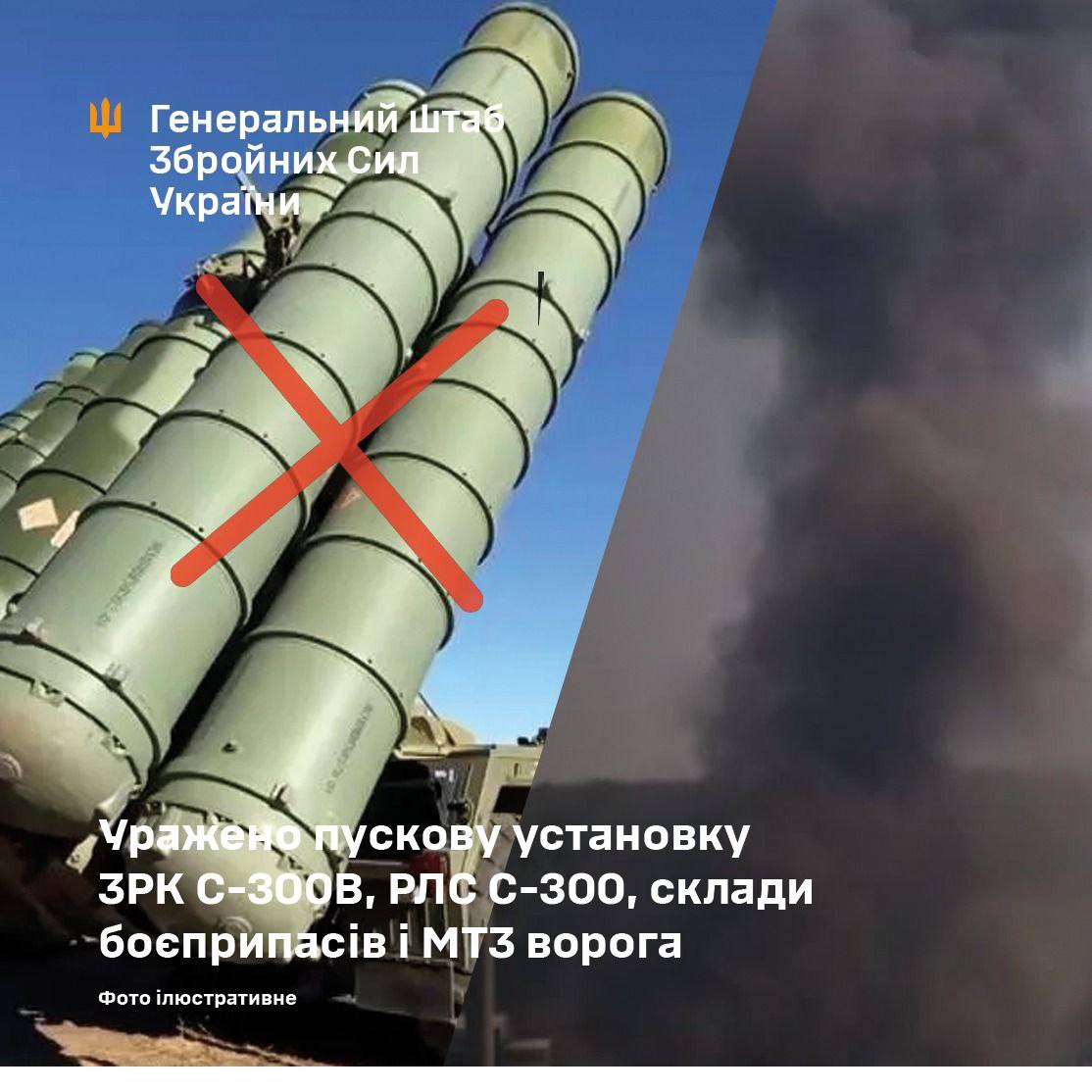 ЗСУ уразили пускову установку С-300В, РЛС та склади боєприпасів ворога