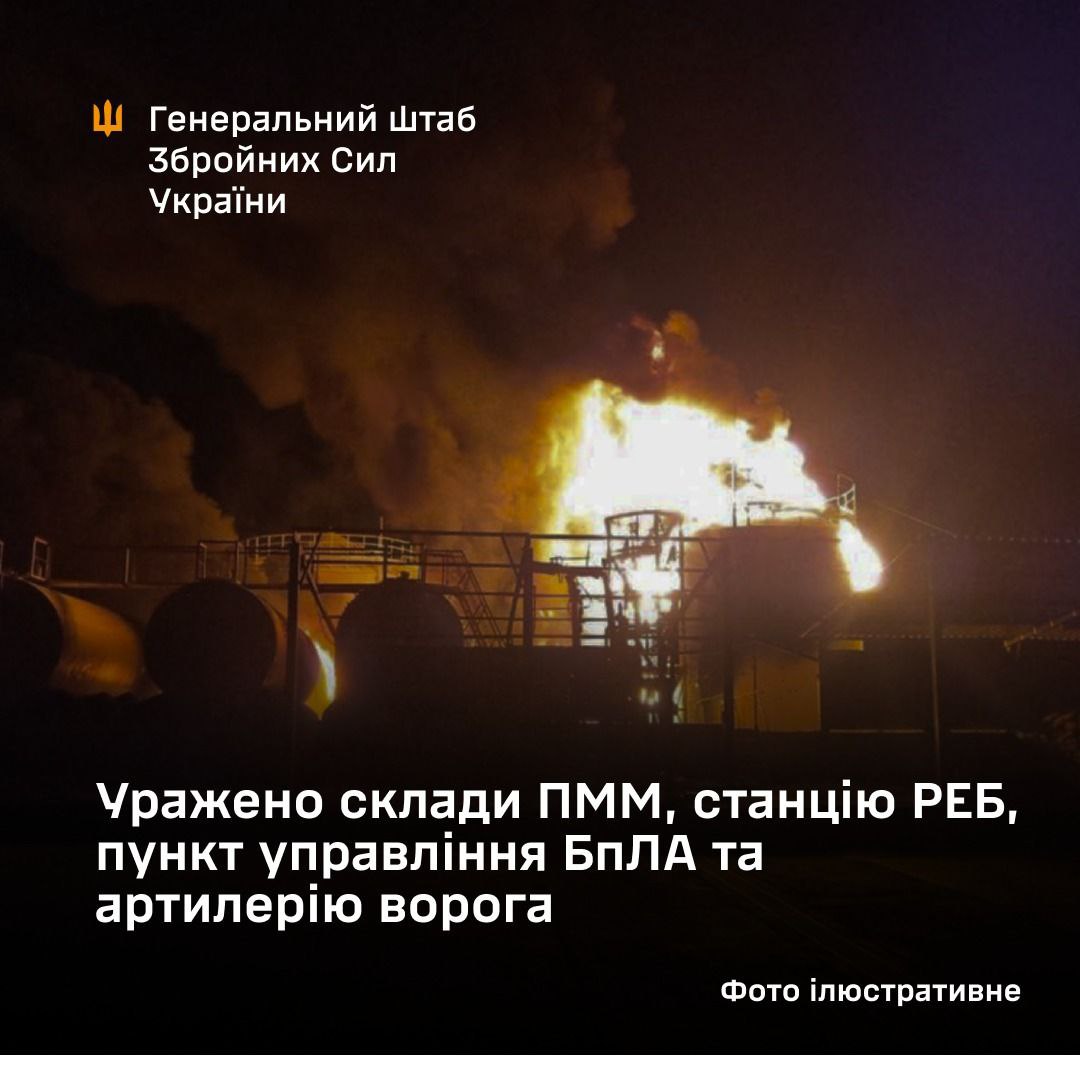 Сили оборони уразили склади ПММ, станцію РЕБ, пункт управління БпЛА та артилерію ворога - 10.03.2026