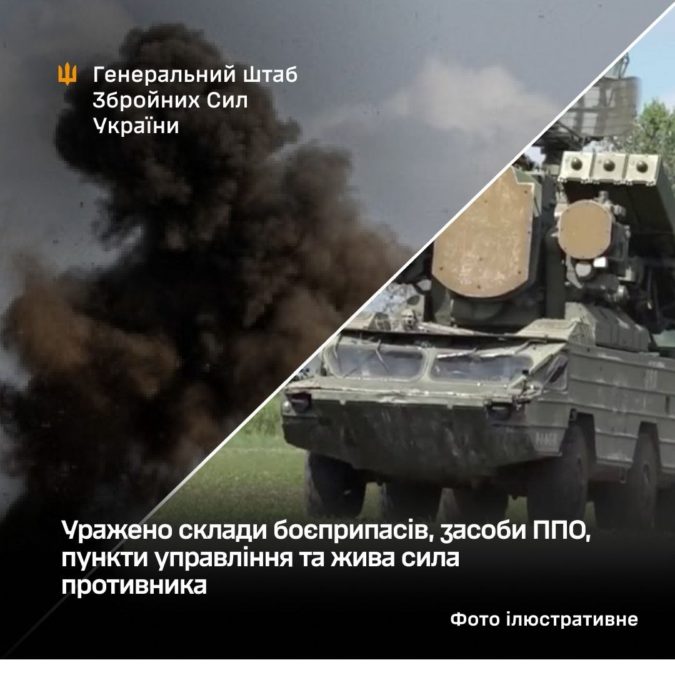 Сили оборони уразили склади боєприпасів, ППО та пункти управління окупантів