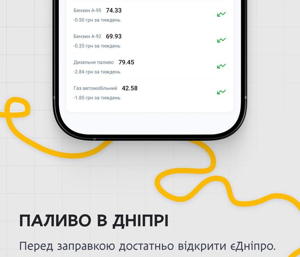 У застосунку «єДніпро» з’явилися актуальні ціни на пальне