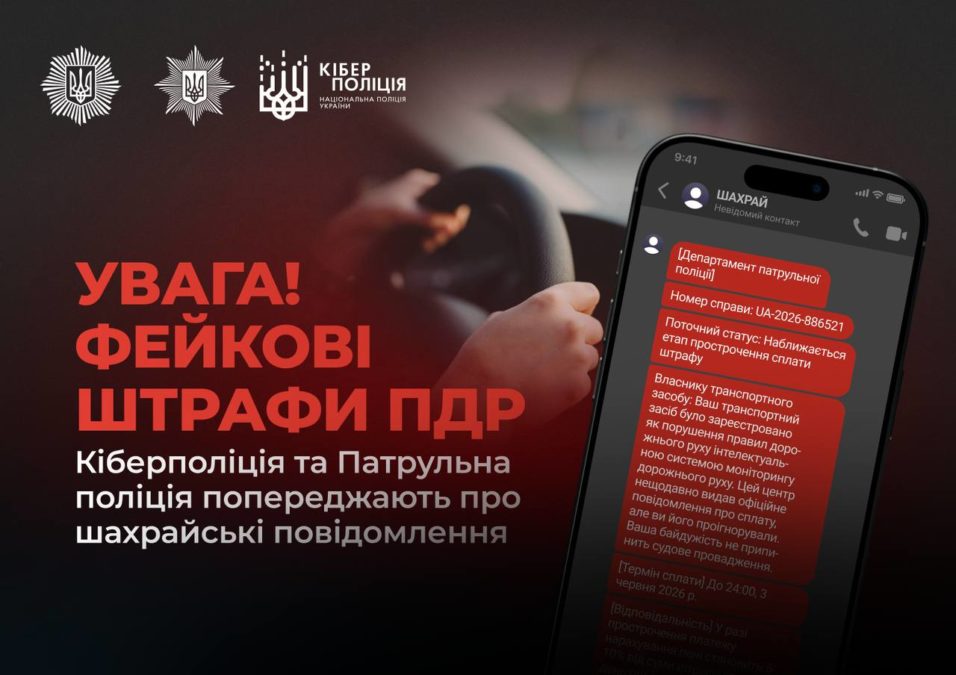 Українців попередили про шахрайські повідомлення про штрафи за порушення ПДР