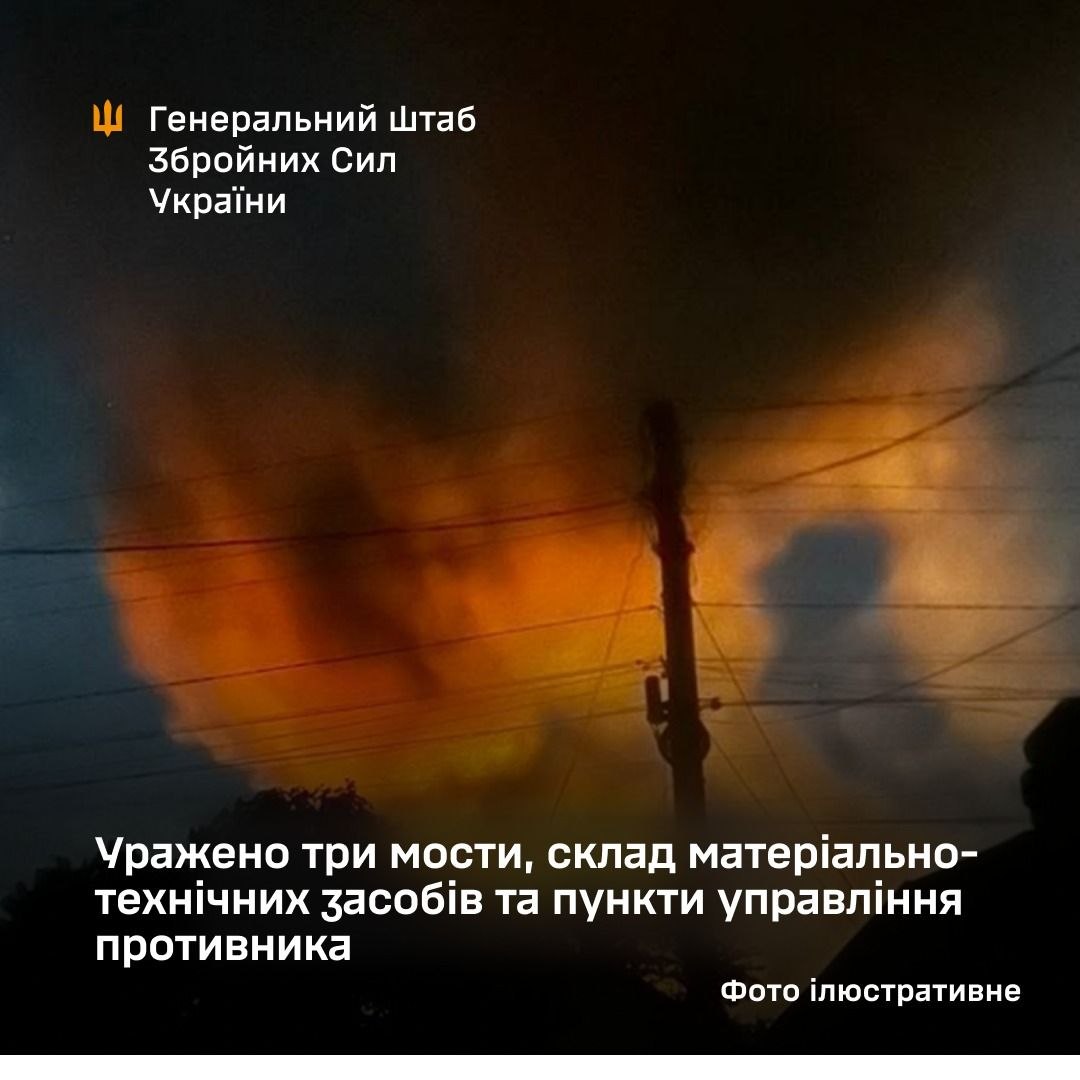 Уражено три мости склад матеріально технічних засобів та пункти управління противника
