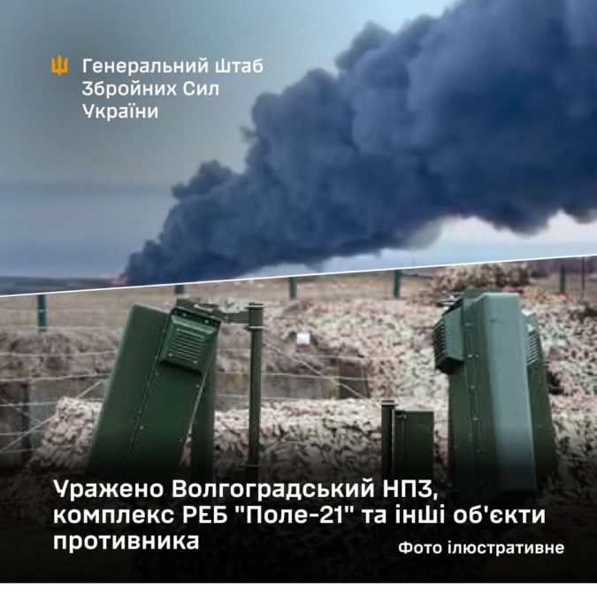 Сили оборони України уразили Волгоградський НПЗ, комплекс РЕБ «Поле-21» та інші об'єкти ворога - 31.07.2026
