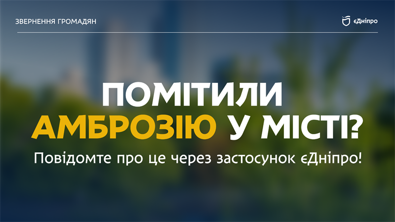 Мешканців Дніпра закликають повідомляти про осередки амброзії через застосунок «єДніпро» - 14.07.2026