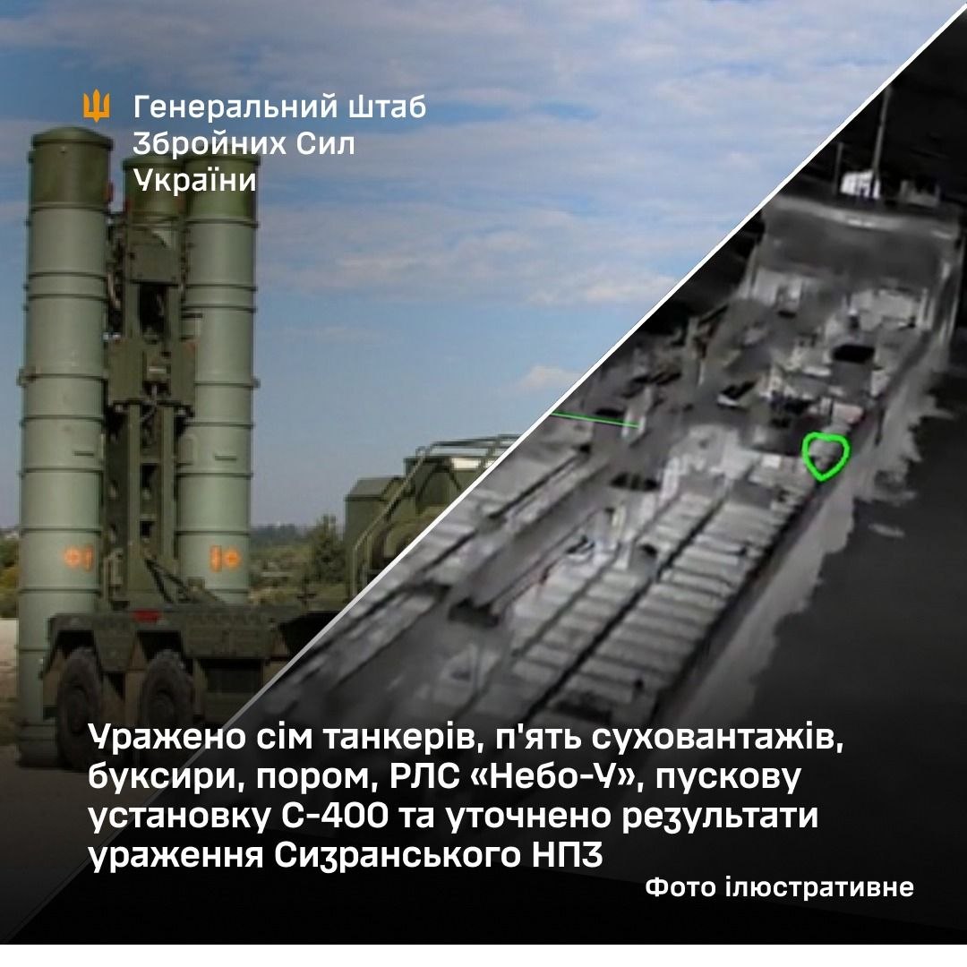 Сили оборони України уразили сім танкерів пускову установку С 400 та РЛС «Небо У»
