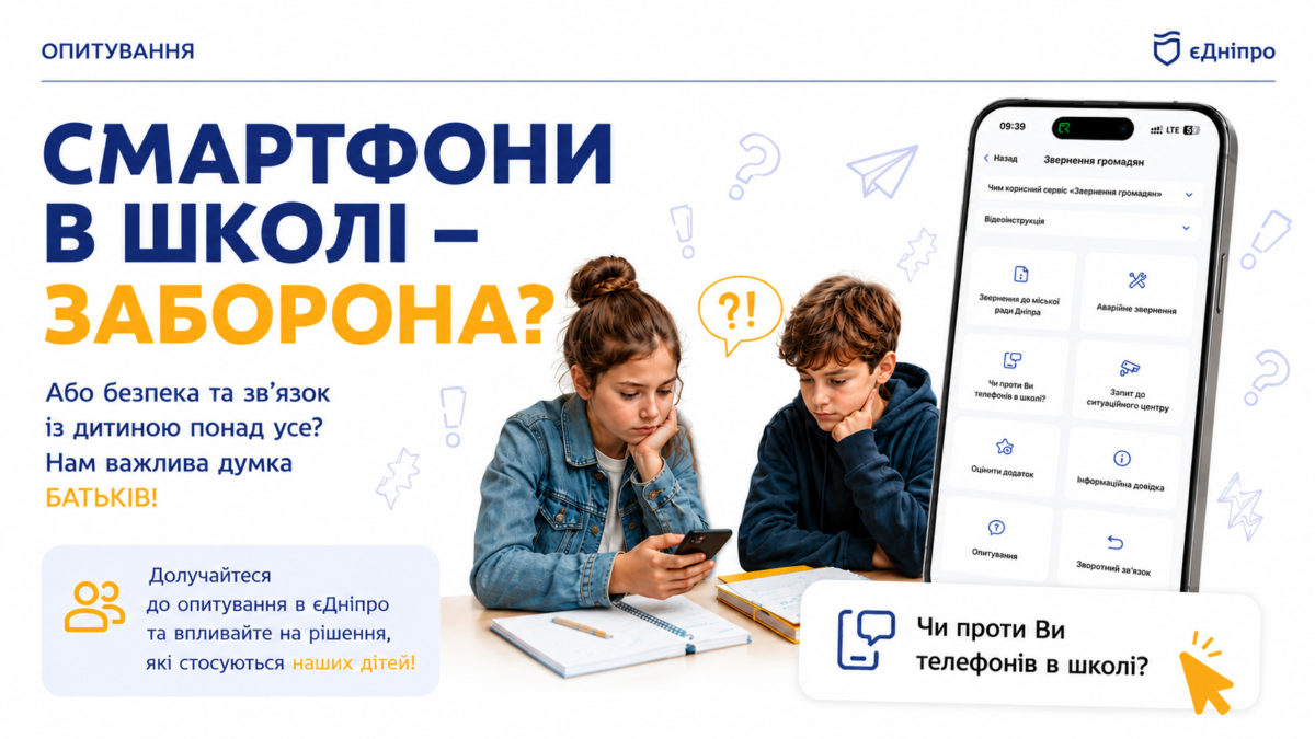 у Дніпрі стартувало опитування щодо використання телефонів під час навчання