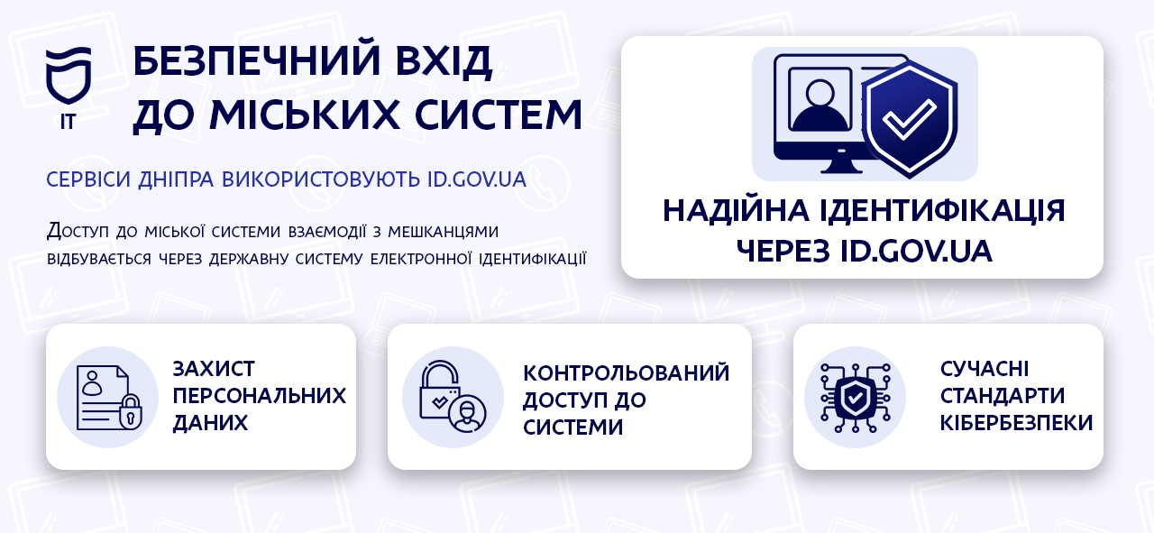 Задля безпеки та захисту даних: міські сервіси Дніпра використовують систему ідентифікації id.gov.ua - 13.08.2026