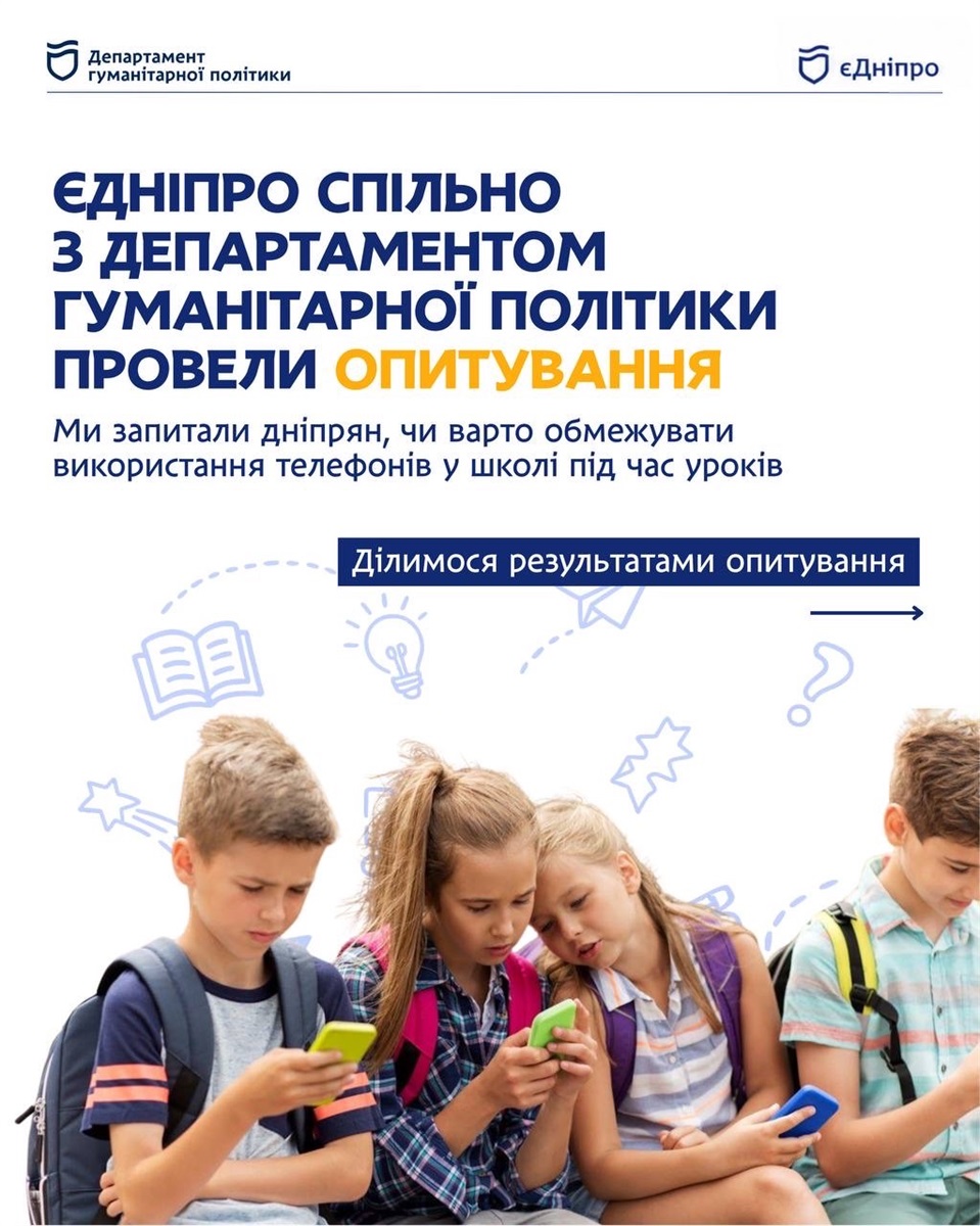 У Дніпрі оприлюднили результати опитування щодо використання телефонів у школах - 04.08.2026