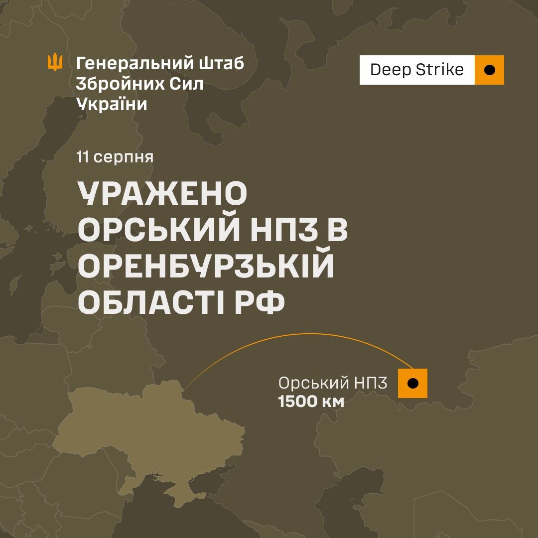 Удар по нафтопереробному заводу «Орскнефтеоргсинтез» - 11.08.2026