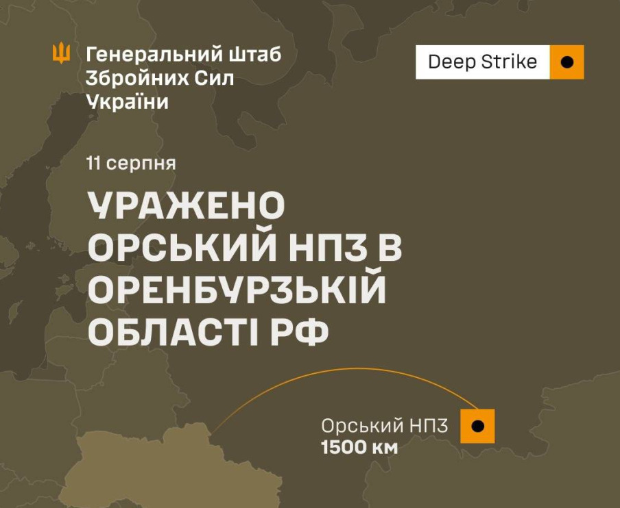 Удар по нафтопереробному заводу «Орскнефтеоргсинтез» - 11.08.2026