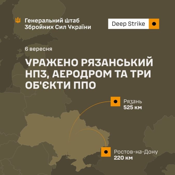 Сили оборони уразили Рязанський НПЗ, аеродром та три об'єкти ППО - 06.09.2026