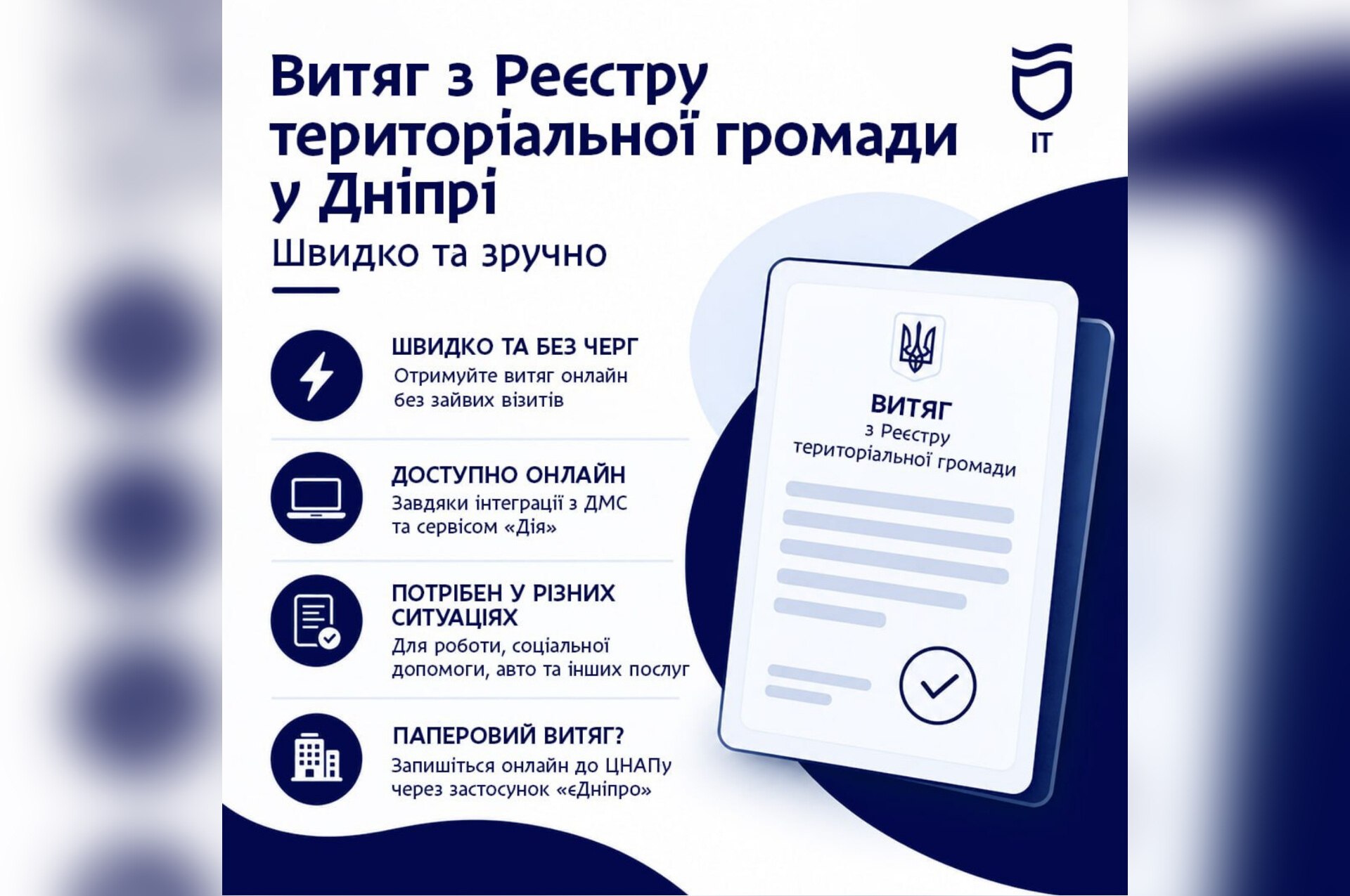 Як отримати витяг з Реєстру територіальної громади у Дніпрі - 18.09.2026