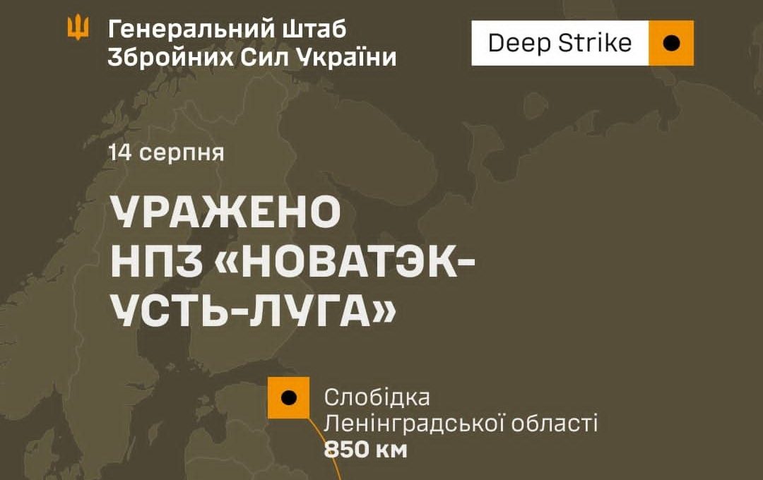 Уражено НПЗ «НОВАТЭК Усть Луга» на території об’єкта спалахнула пожежа