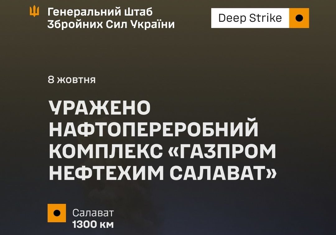 Сили оборони уразили «Газпром нефтехим Салават» у рф: на підприємстві виникла пожежа - 08.10.2026