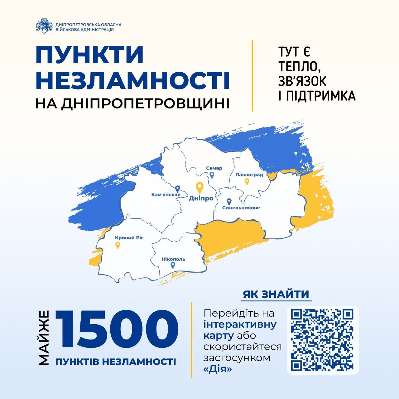 На Дніпропетровщині облаштували майже 1500 Пунктів Незламності - 13.10.2026