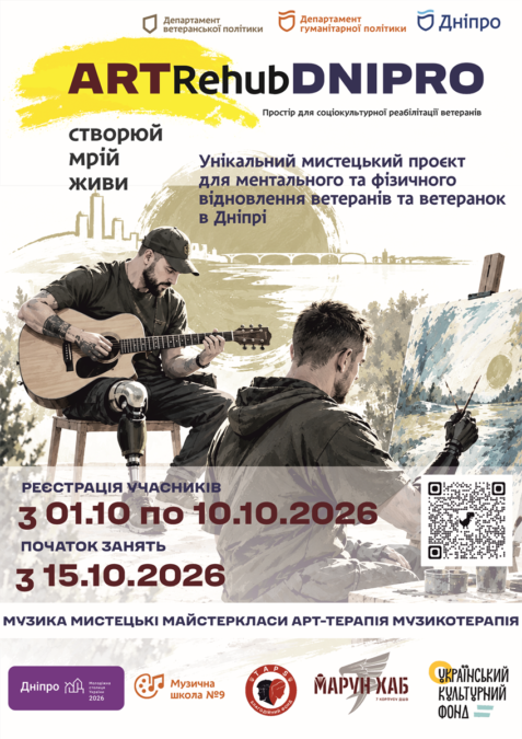 У Дніпрі стартує Art Rehub Dnipro — простір мистецького відновлення для ветеранів і ветеранок - 01.10.2026