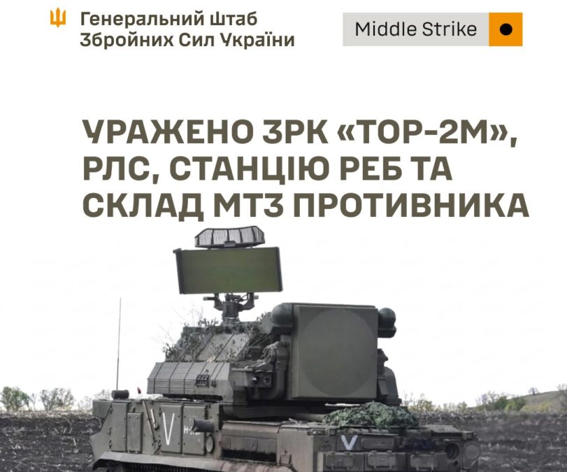 Сили оборони уразили російський ЗРК «Тор» радар і станцію РЕБ